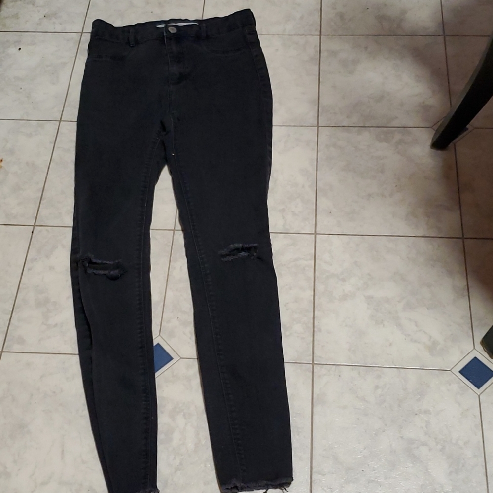 Zara black distressed jeans size 2
